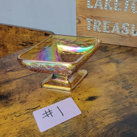 Vintage Indiana Amber carnival glass candy dish - Picture 7 of 8